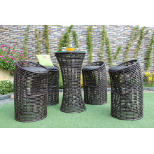 Elegante diseño único sintético PE Rattan Bar Set para jardín al aire libre Muebles de mimbre Patio